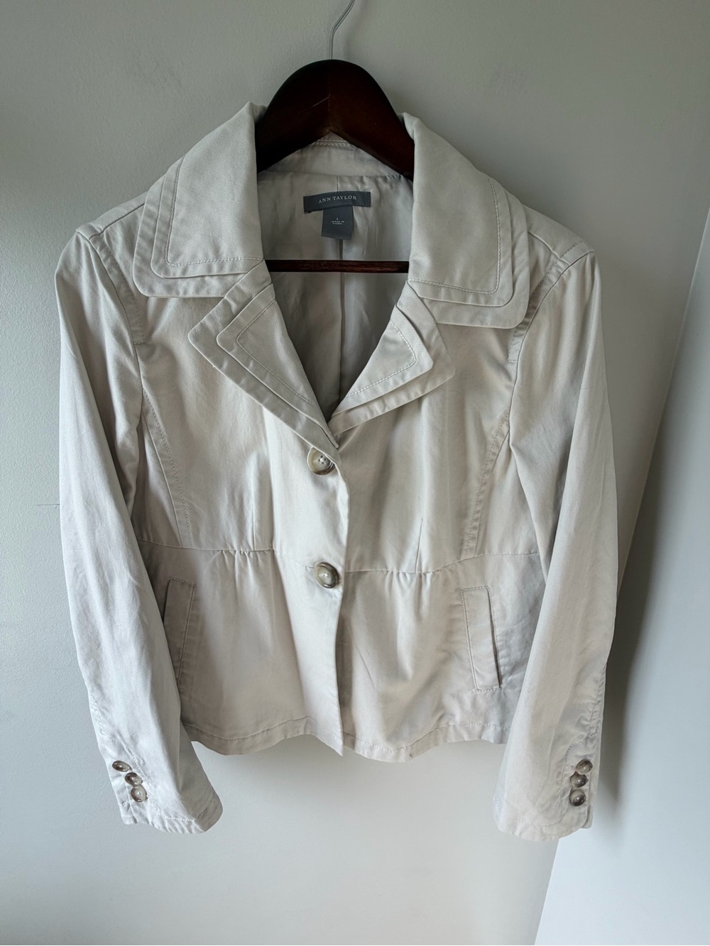 Ann Taylor Cream Utility Jacket - Light Beige - Picture 4 of 15
